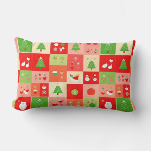 Festive Christmas Design with Holiday Icons Lumbar Pillow