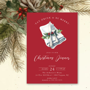 Festive Christmas Dinner Invitation
