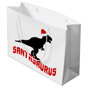 Festive Christmas dinosaur word art Large Gift Bag