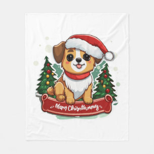 Festive Christmas Dog Design  Holiday Pet Apparel  Fleece Blanket