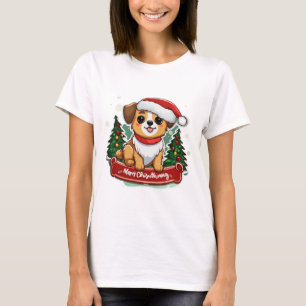 Festive Christmas Dog Design  Holiday Pet Apparel  T-Shirt