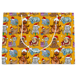 Festive Christmas Dogs and Cats Large Gift Bag