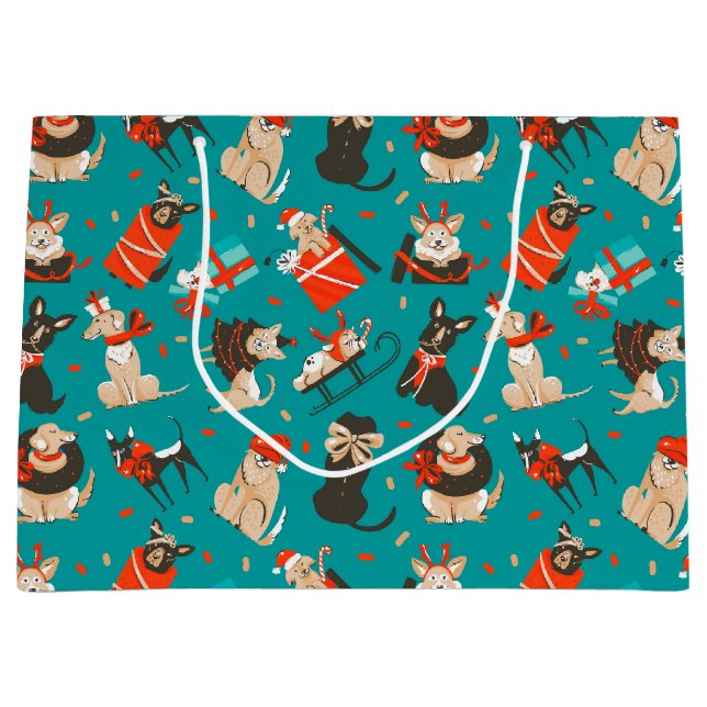 Festive Christmas Dogs Gift Bag (Front)