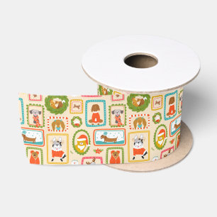 Festive Christmas Dogs Satin Ribbon