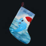 festive Christmas dolphin add name beach Small Christmas Stocking<br><div class="desc">festive Christmas dolphin add name beach Small Christmas Stocking</div>