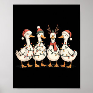 Festive Christmas Ducks Decorative Jolly Xmas Holi Poster