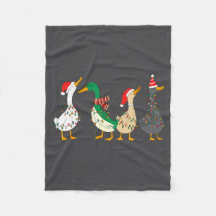 Festive Christmas Ducks Decorative Xmas Lights San Fleece Blanket