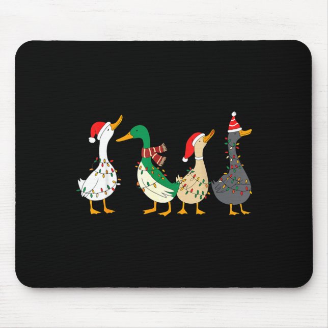 Festive Christmas Ducks Decorative Xmas Lights San Mouse Pad (Front)
