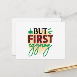 Festive Christmas eggnog word art  Holiday Postcard