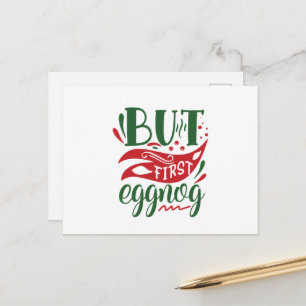 Festive Christmas eggnog word art  Holiday Postcard