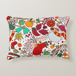 Festive Christmas Elements Seamless Design Accent Pillow