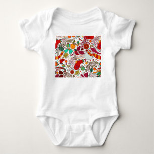 Festive Christmas Elements Seamless Design Baby Bodysuit