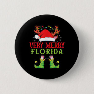Festive Christmas Elf & Santa Claus Very Merry 2 Inch Round Button