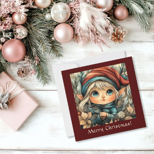 Festive Christmas Elf Customizable Holiday Card