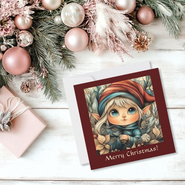 Festive Christmas Elf Customizable Holiday Card (Festive Christmas Elf Customizable Holiday Card)
