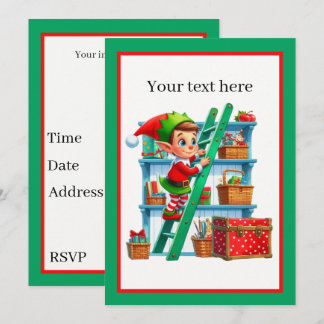 Festive Christmas elf party Invitation