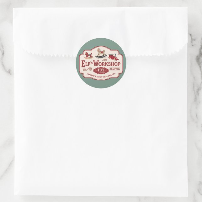 Festive Christmas Elf workshop  Classic Round Sticker (Bag)