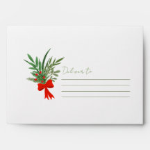 Festive Christmas Envelope with Holly Leaves