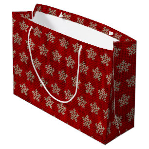 festive Christmas faux burlap tiled rustic  Large Gift Bag