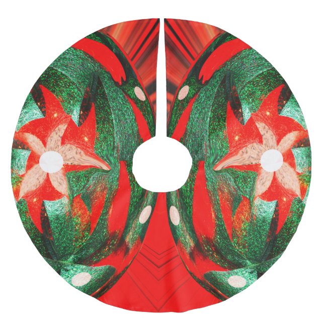 Festive Christmas flowers Brushed Polyester Tree Skirt (Front)