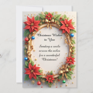 🎄✨Festive Christmas Frame Poinsettia Flowers Holiday Card