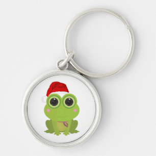 Festive Christmas Frog Santa Hat Cute Kawaii Keychain