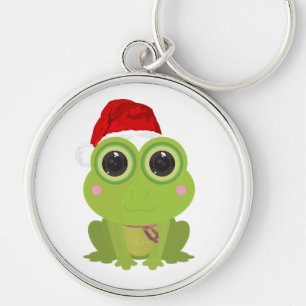Festive Christmas Frog Santa Hat Cute Kawaii Keychain