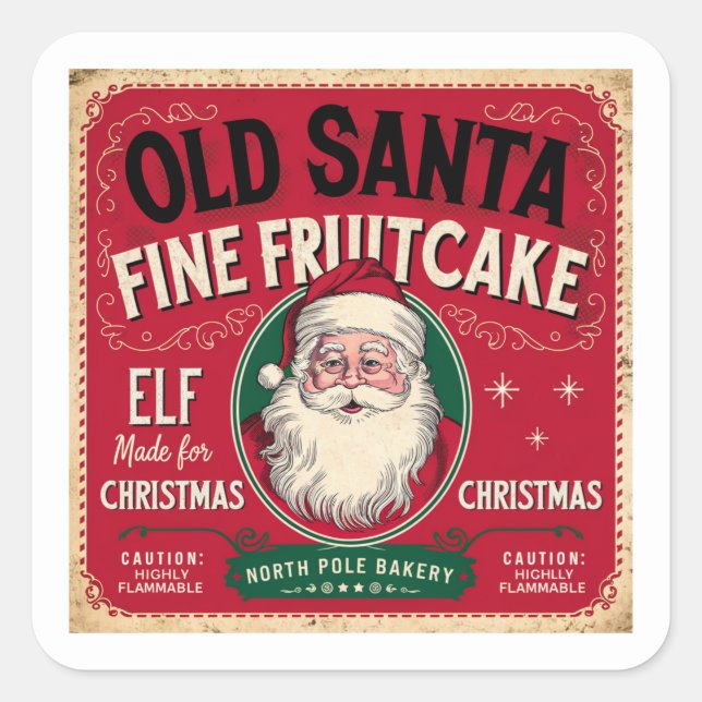 Festive Christmas fruitcake party Square Sticker (Front)