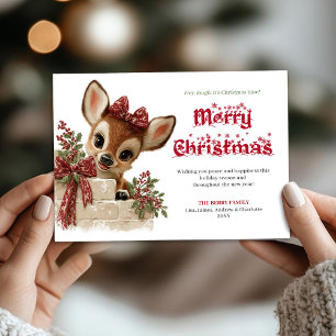 Festive Christmas funny reindeer peeking card
