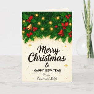 Festive Christmas Garland Card with Bells 
