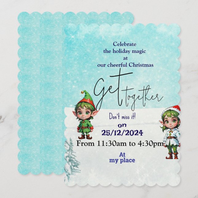 Festive Christmas Get-Together  Invitation (Front/Back)