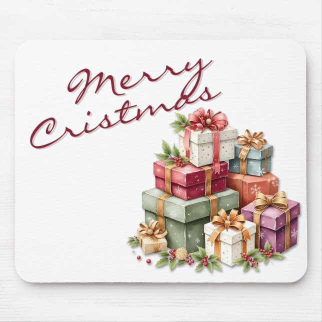 Festive Christmas Gift Boxes Artwork Mouse Pad (Front)