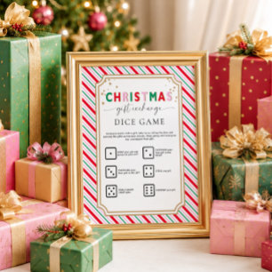 Festive Christmas Gift Exchange Dice Game Sign