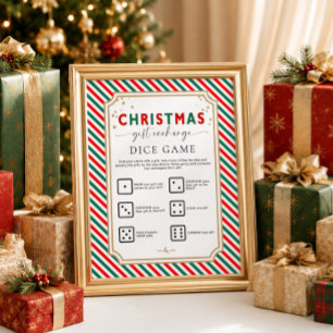 Festive Christmas Gift Exchange Dice Game Sign
