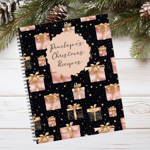 Festive Christmas Gift Pattern Recipe Notebook