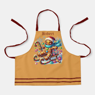 Festive Christmas gingerbread add name Apron