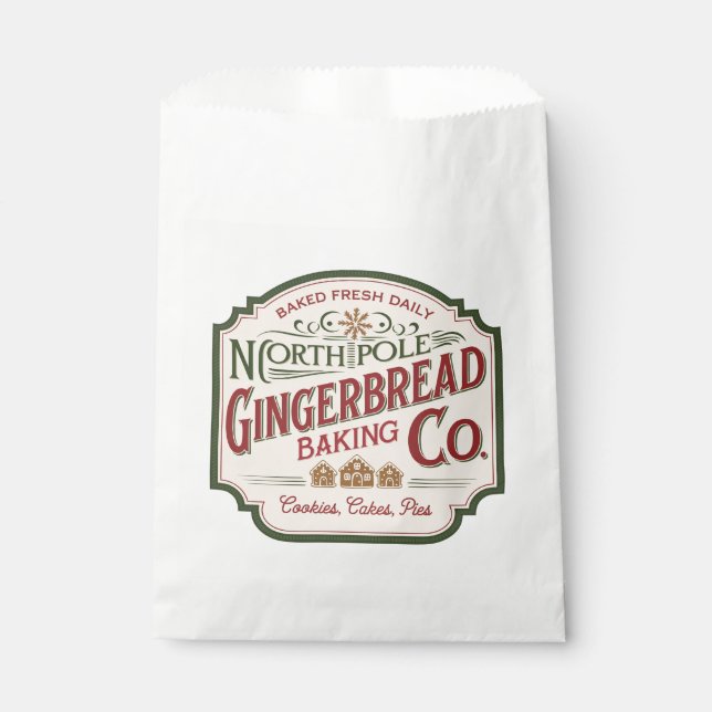 Festive Christmas gingerbread baking company Favour Bag (Front)