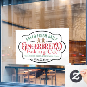 festive Christmas gingerbread baking company Window Cling