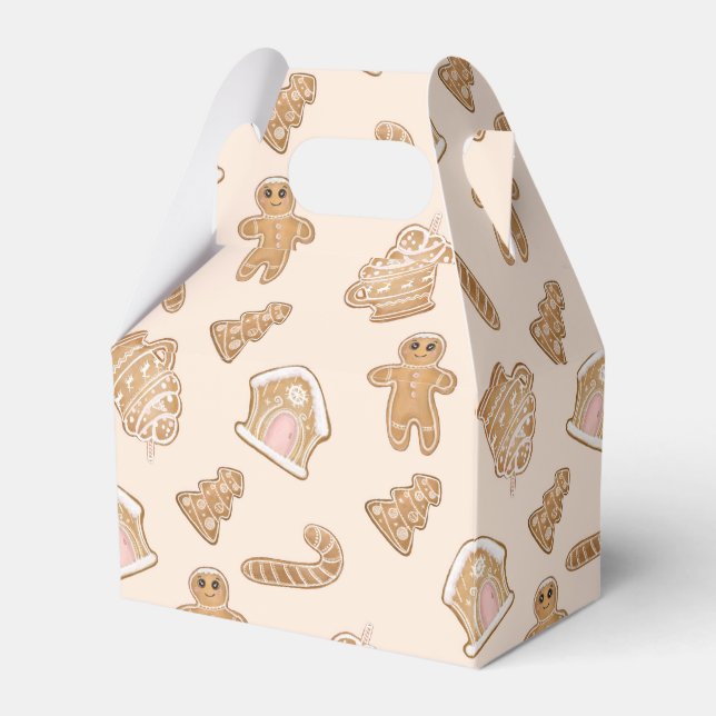 festive Christmas gingerbread cookie pattern Favor Box (Front Side)