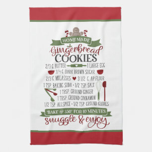 Festive Christmas gingerbread cookie recipe Kitchen Towel