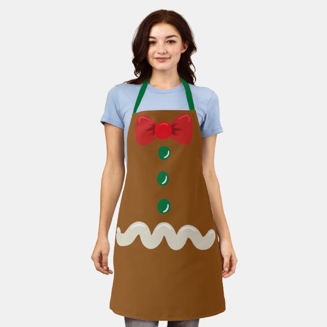 Festive Christmas Gingerbread Holiday Apron (Worn)