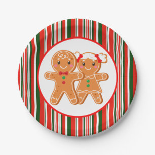 Festive Christmas gingerbread Holiday party Paper Plate