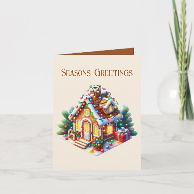 Festive Christmas gingerbread house add message Holiday Card (Front)