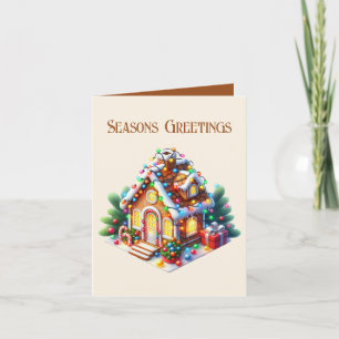 Festive Christmas gingerbread house add message Holiday Card