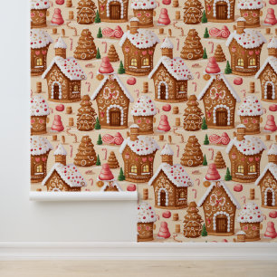 Festive Christmas gingerbread house Wallpaper