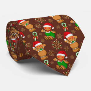 Festive Christmas gingerbread pattern Holiday tie