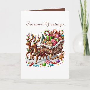 Festive Christmas gingerbread sleigh customizable Holiday Card