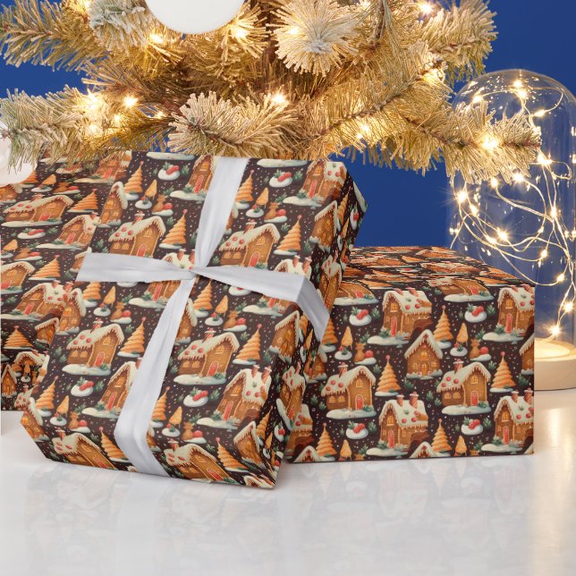 Festive Christmas gingerbread tiled pattern Wrapping Paper (Holidays)