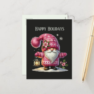 Festive Christmas gnome add message Happy Holiday Postcard