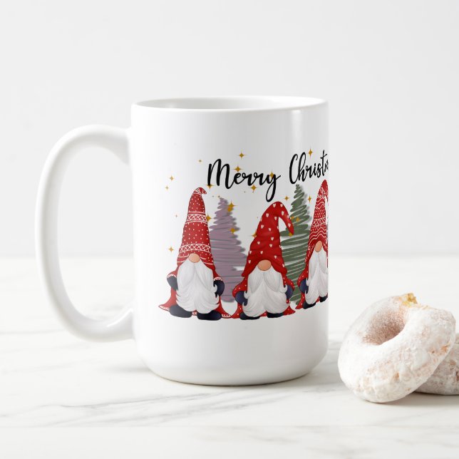 Festive Christmas gnome add monogram Mug (With Donut)